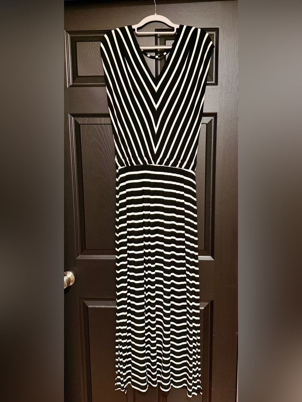 Mossimo Supply Co. Black & White Striped V-Neck Maxi Dress